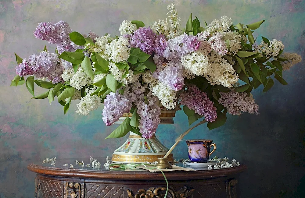 Ilya Repin still life bouquet of lilacs