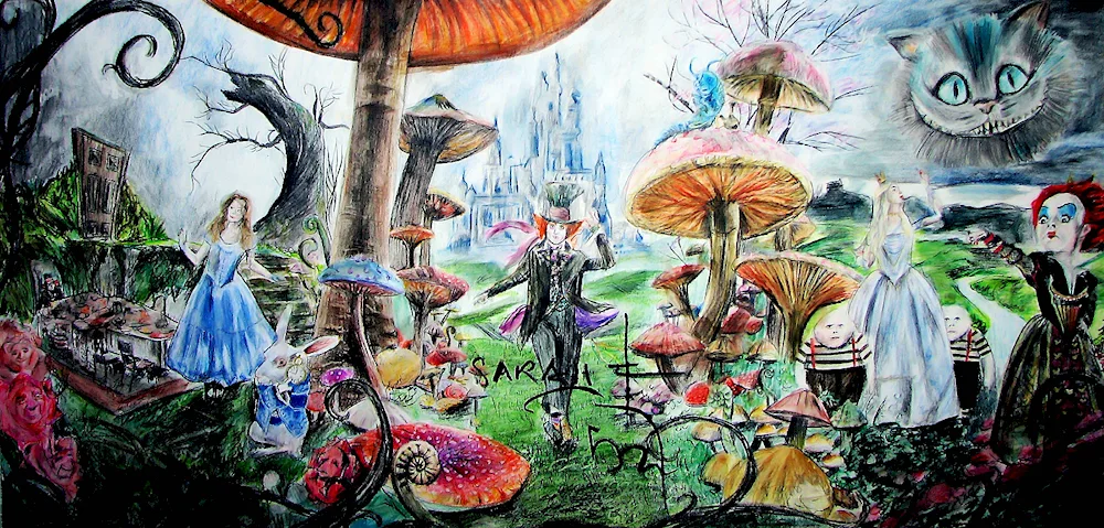 An illustration from the fairy tale Alice in Wonderland