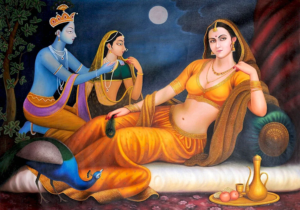Indian painting of Krishna and Radha