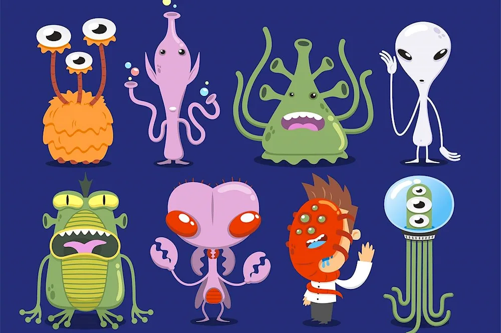 Cartoon aliens