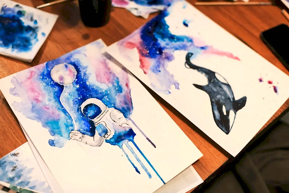 Interesting watercolour drawings