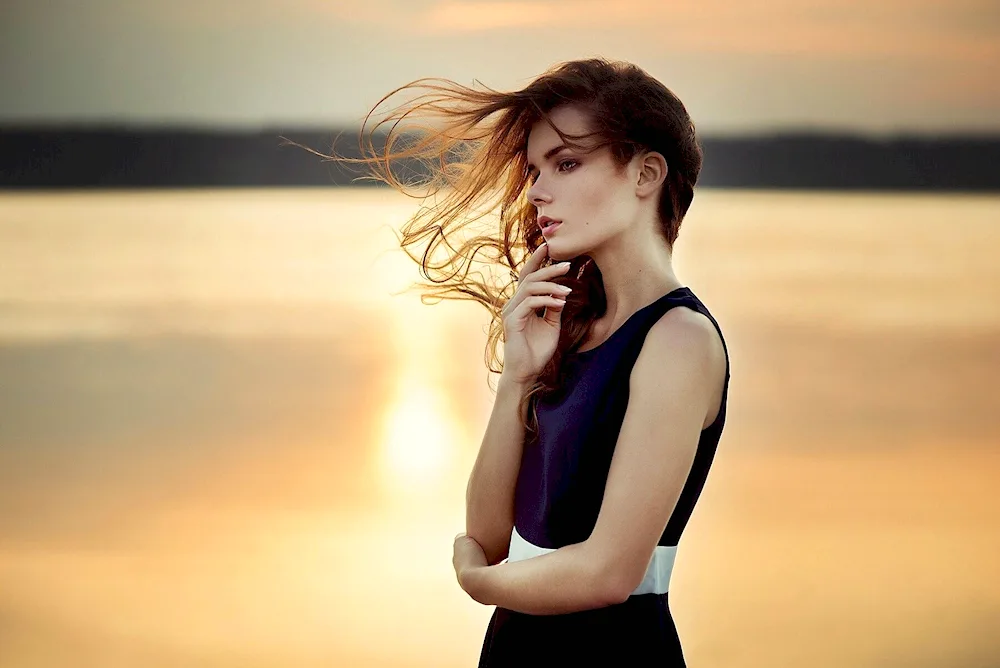The girl's face in profile