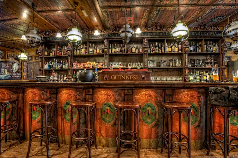 Bar counter in a pub