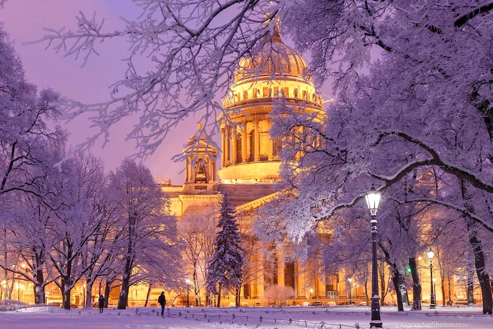 Isaac Cathedral in St. Petersburg in winter