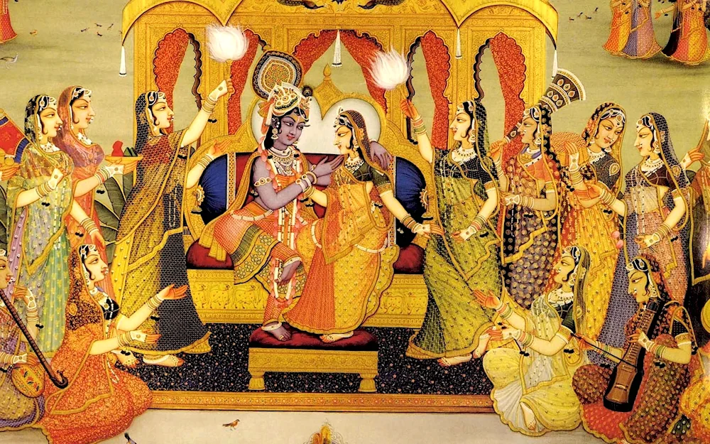 Ancient Indian art painting of Krishna