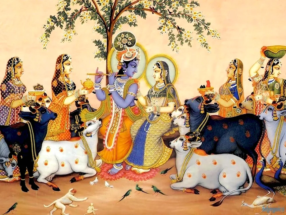 Art of ancient India painting Krishna