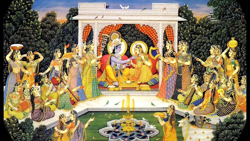 Art of ancient India painting of Krishna