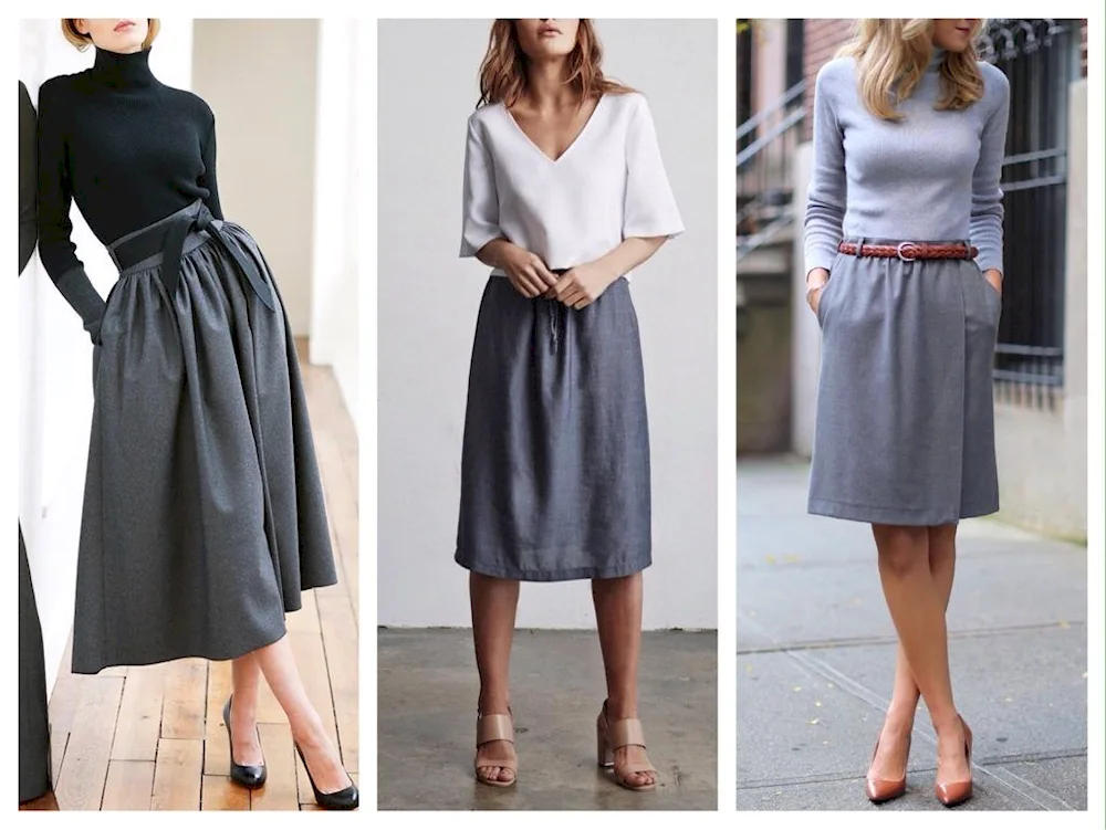 Midi grey skirt