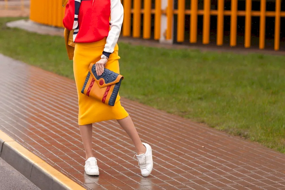 Skirt with sneakers