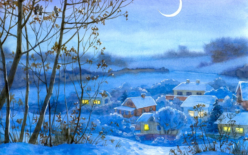 Ivan Savvitch Nikitin winter night in the countryside