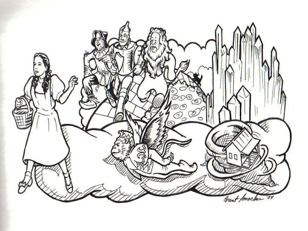 The Wizard of the Emerald City colouring book. Emerald City