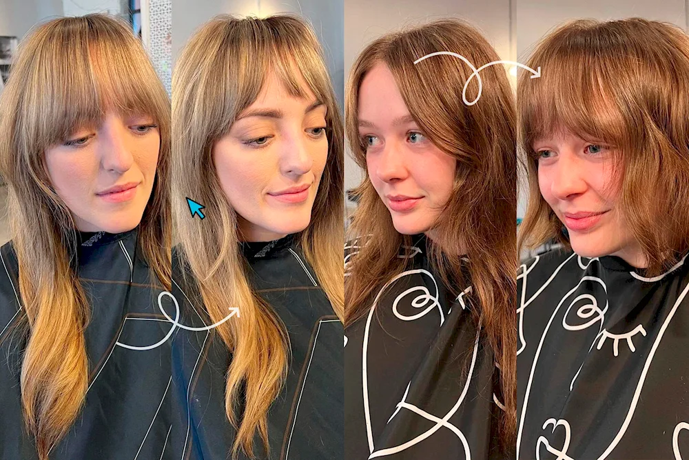 Long hair hairstyle with straight bangs