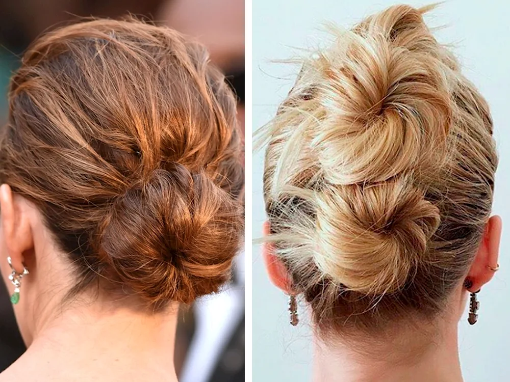 Distressed bun hairstyle