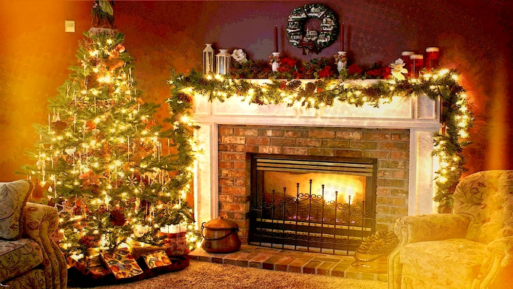 Fireplace and Christmas tree