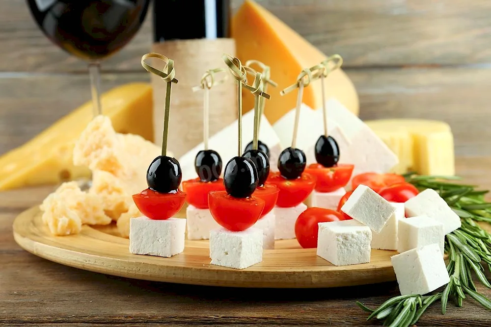 Canape feta tomatoes cherry mozzarella