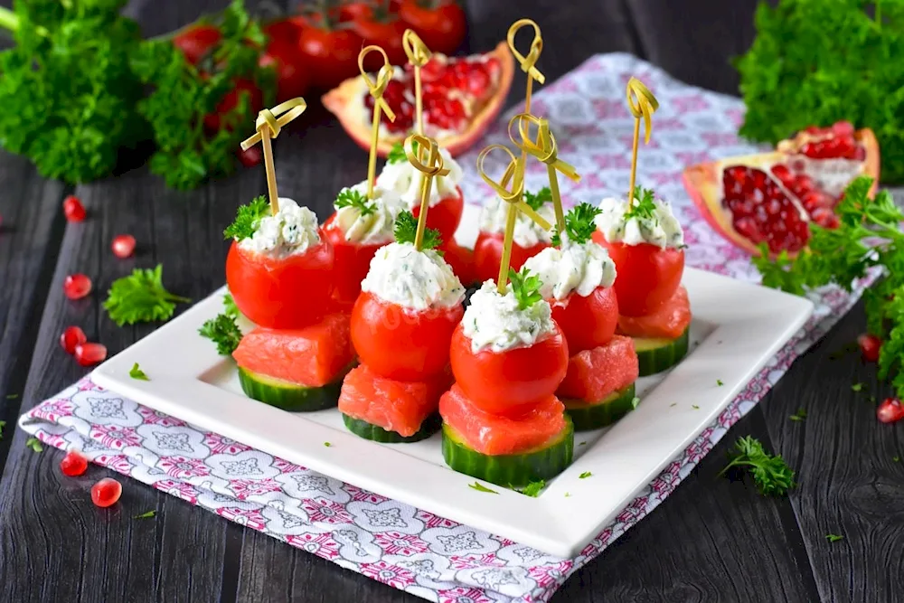 Canape feta cherry tomatoes