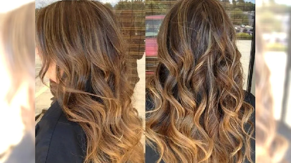 Technical balayage on dark long hair.