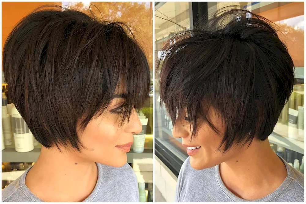 Pixie bob haircut with asymmetry