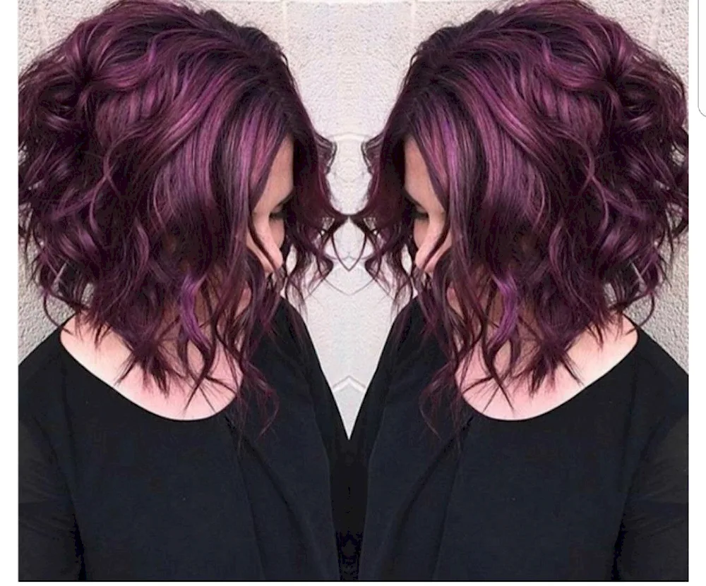 Burgundy bob with burgundy balayage