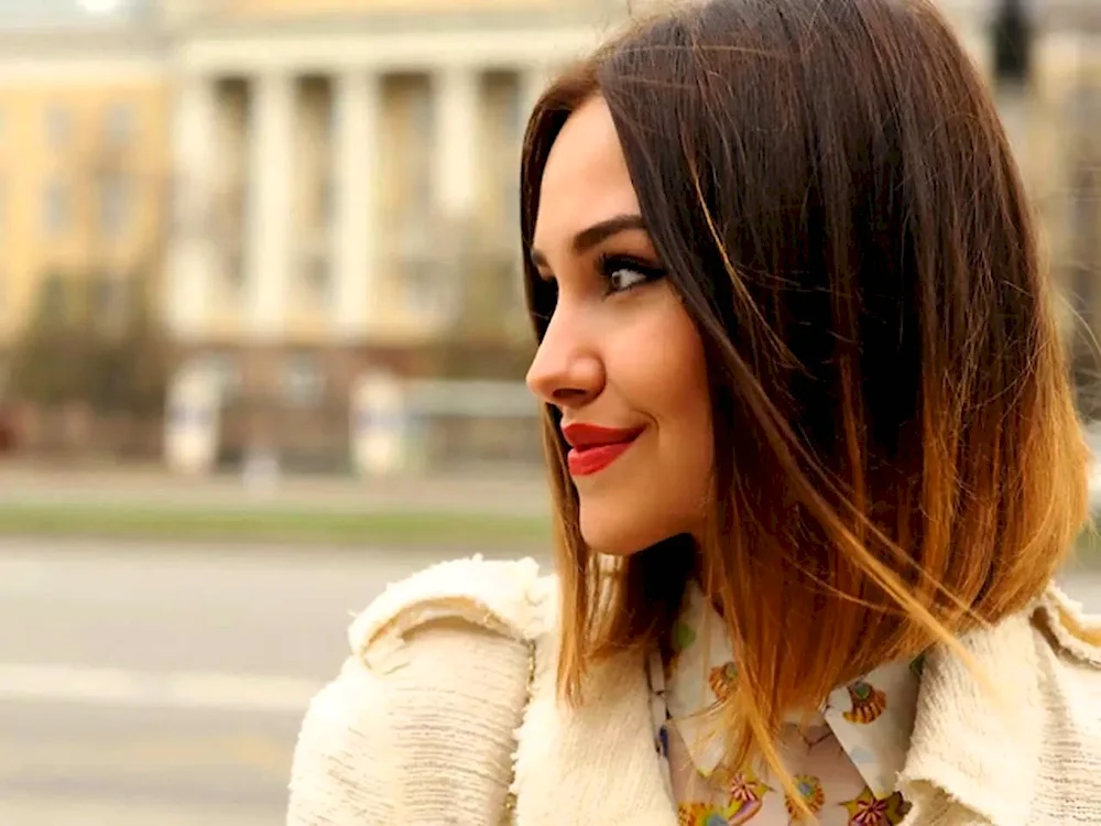 Balayage to bob haircut on dark hair