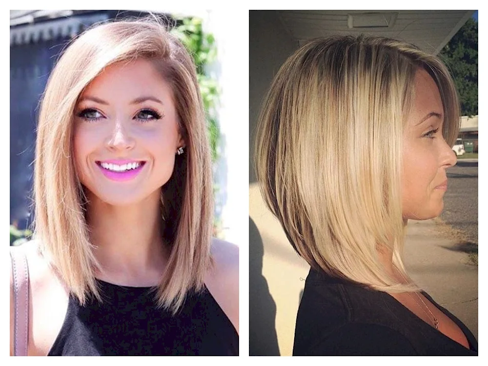 Long bob haircut.