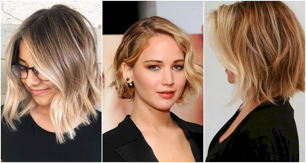 Brown haircut with highlighted strands