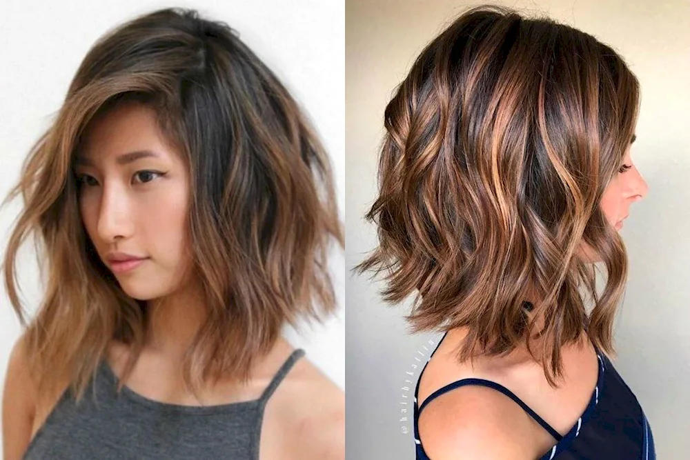 Bare bob shag balayage