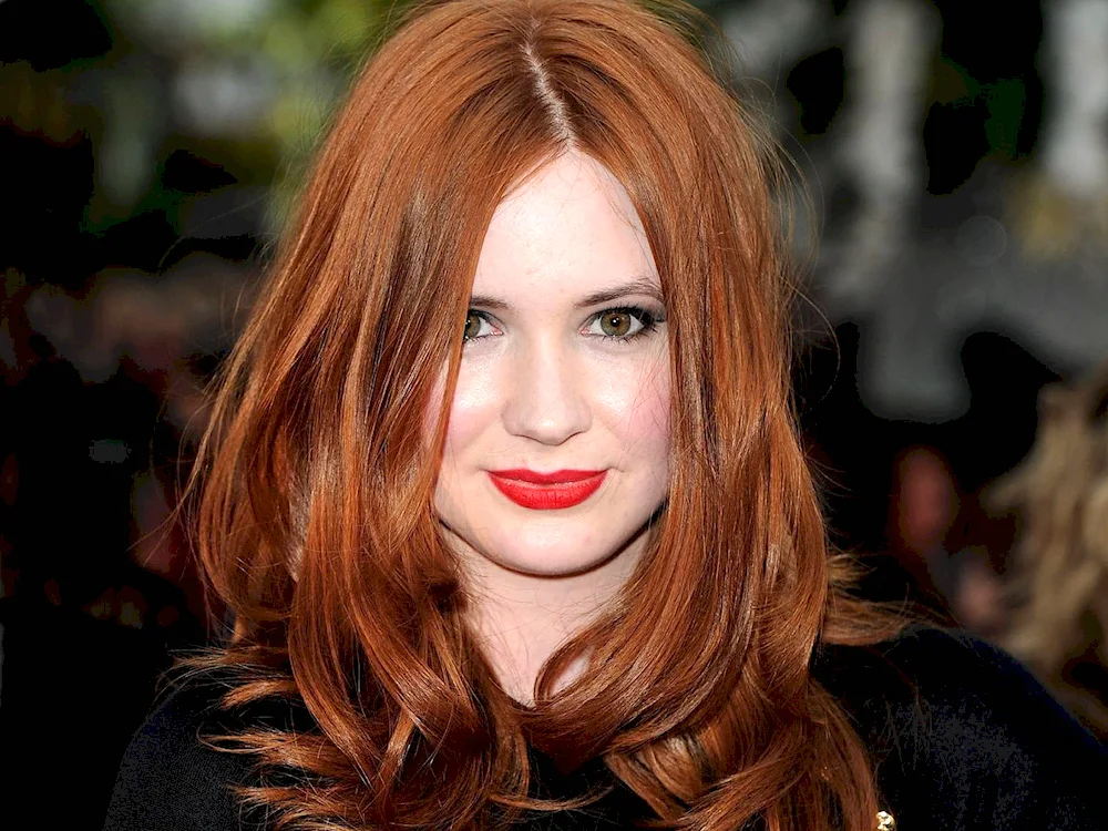 Karen Gillan dark copper colour copper colour