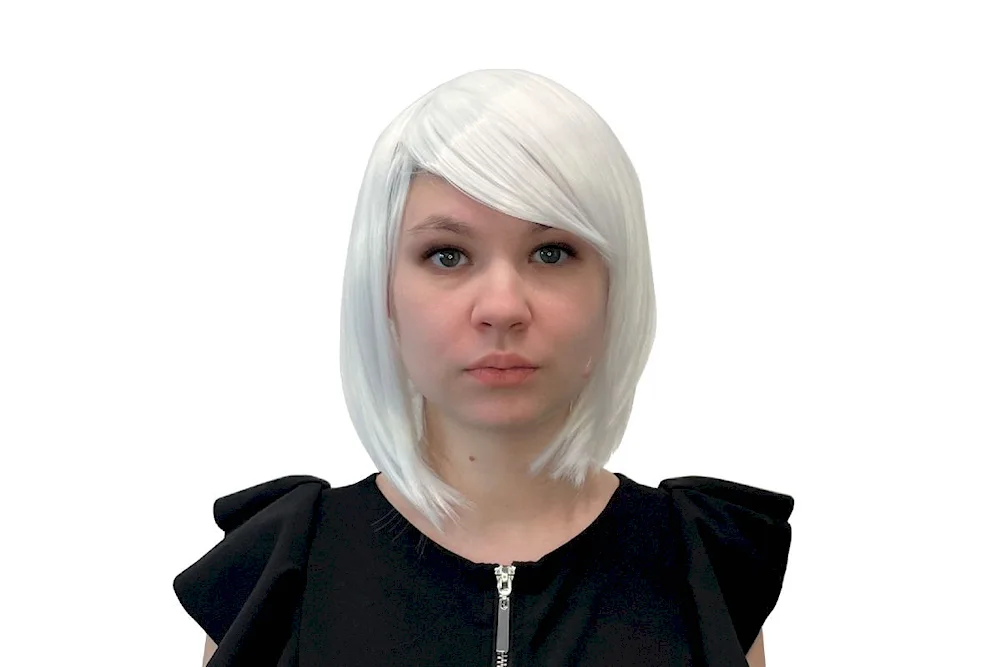 Girl with blue bob hair