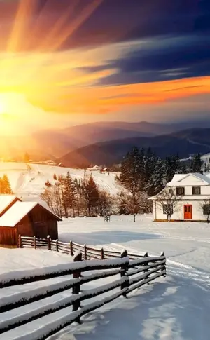 Carpathian village in winter