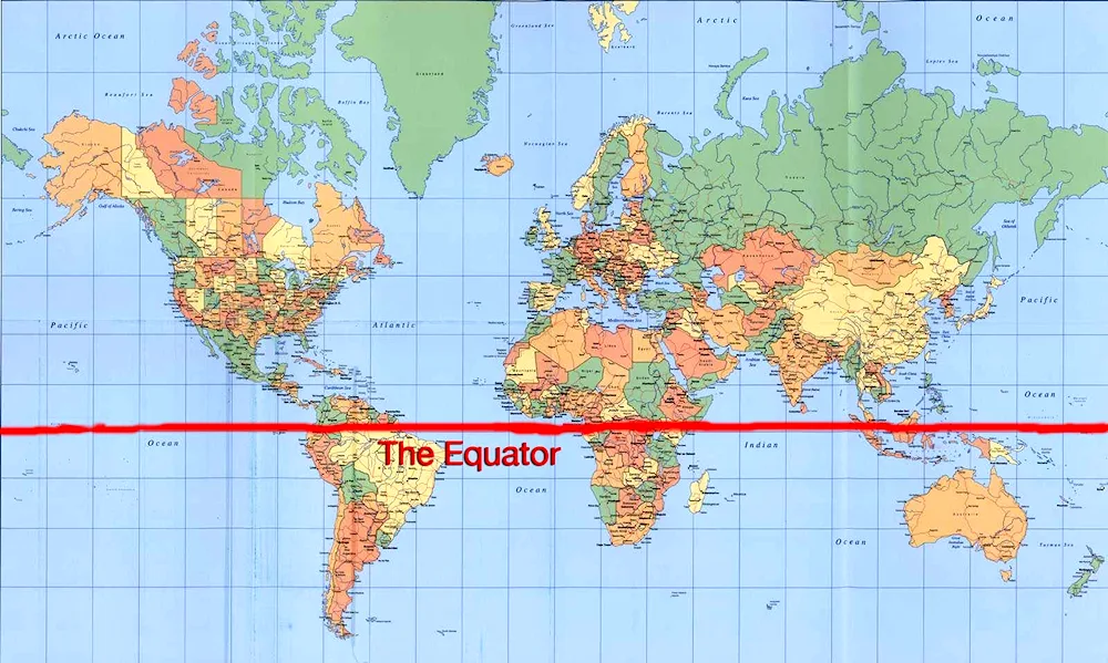 World map with countries large