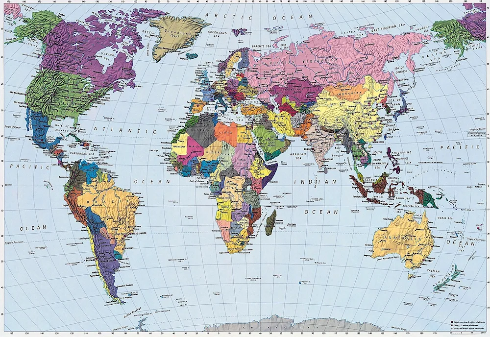 Map of the world geographic political 2022