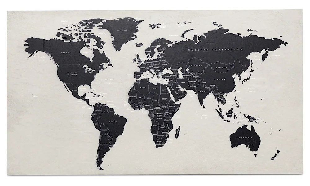 World map of the world geographical by countries