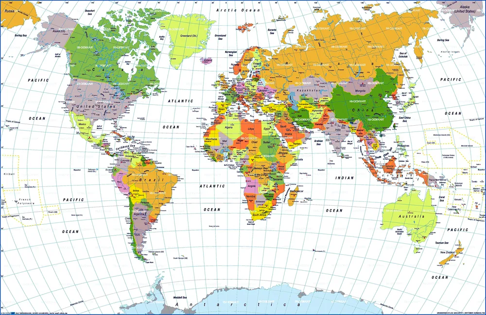 World map geographical political