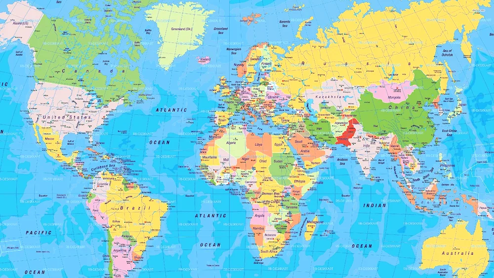 World map with countries atlas