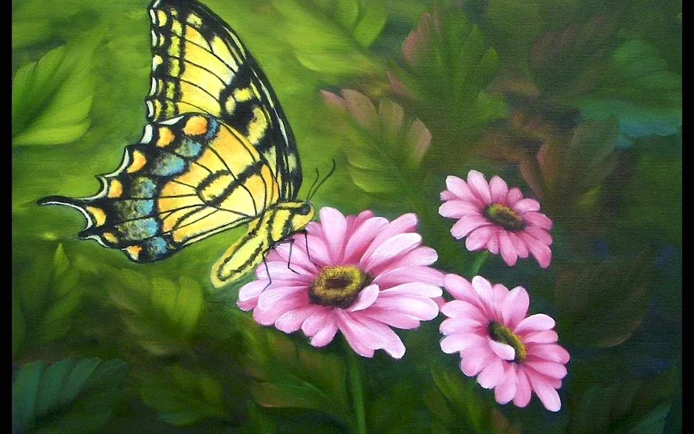 Butterfly landscape with butterflies