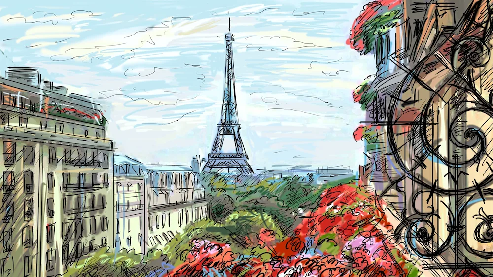 Paintings of Eiffel Tower Paris