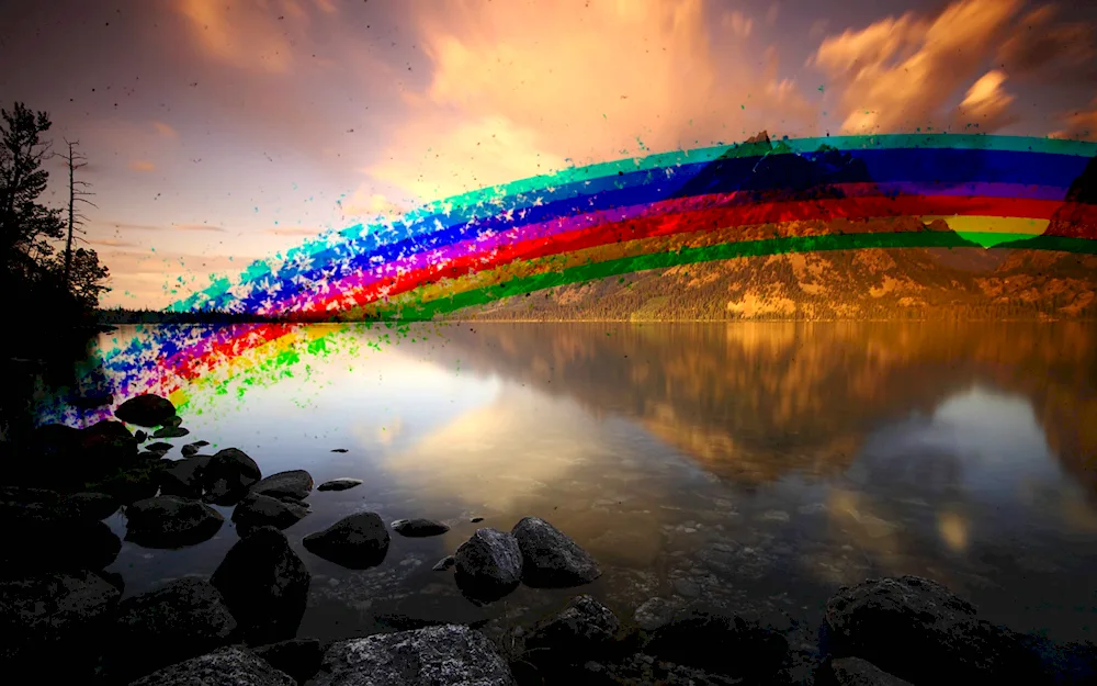 Scape with rainbow