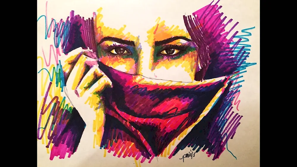 Paintings with felt tip pens