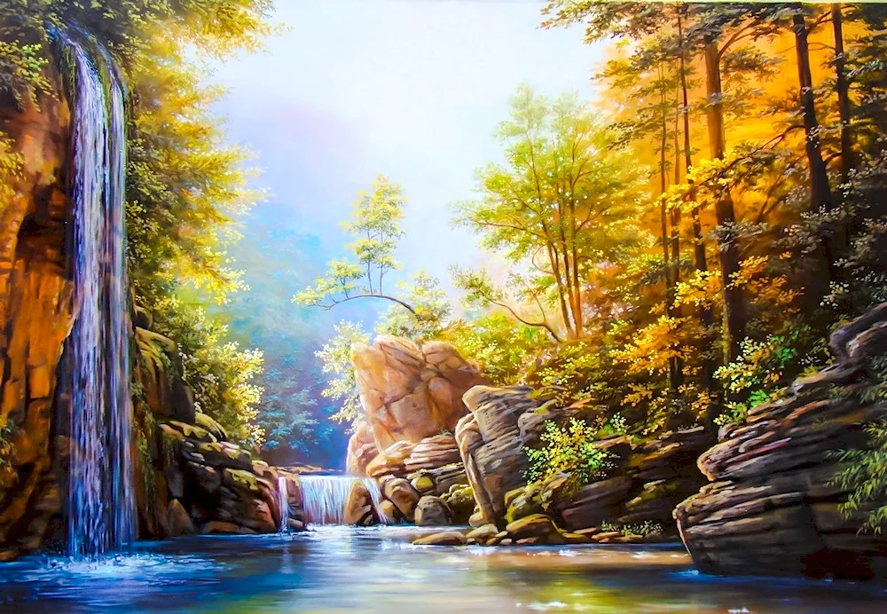 A Diamond Mosaic Waterfall 30x40