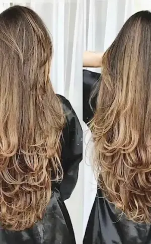 Cascade on curly hair long