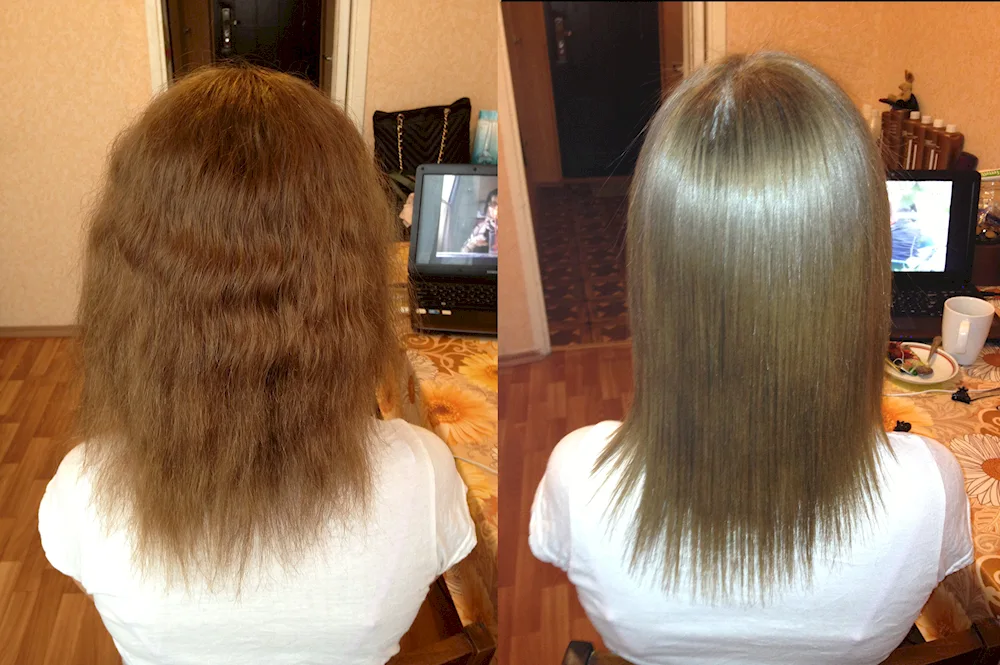 Cascade with keratin straightening