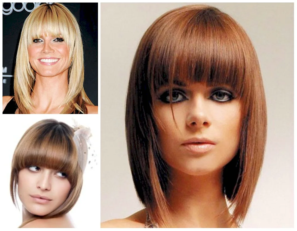 Cascade with semi-circular fringes for medium hair