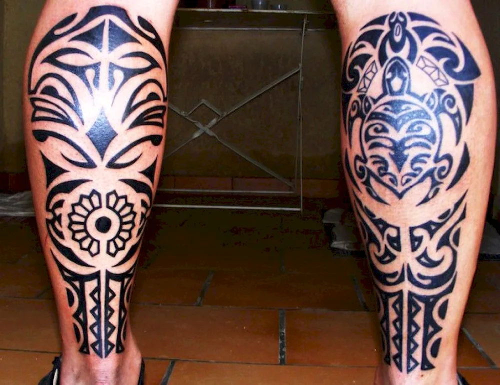 Men's leg tattoo