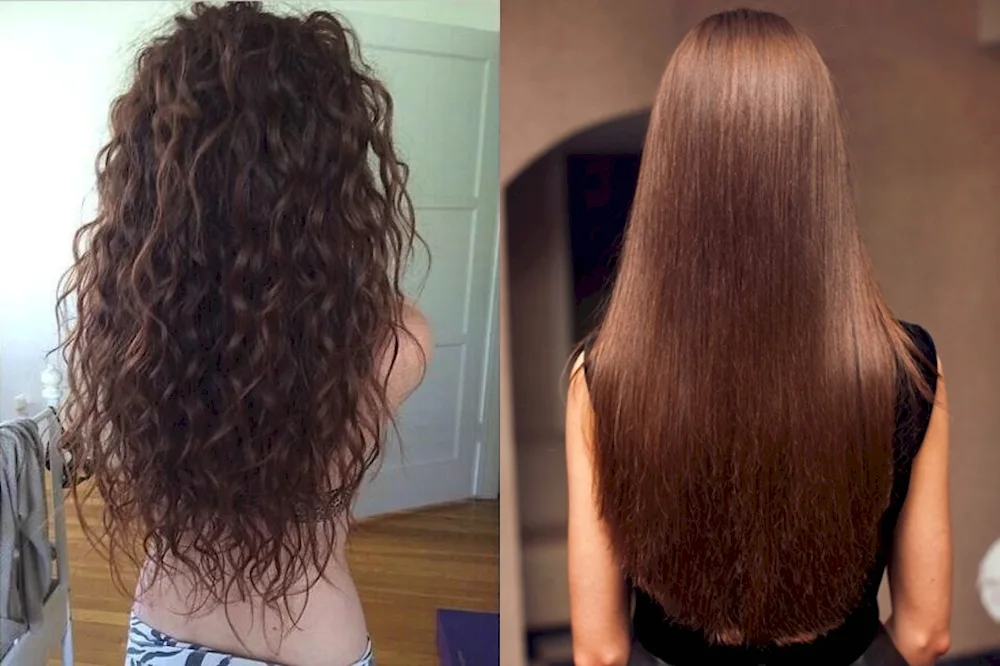 Keratin straightening of curly hair