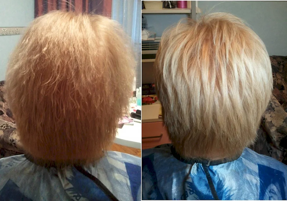Keratin Straightening on short hair