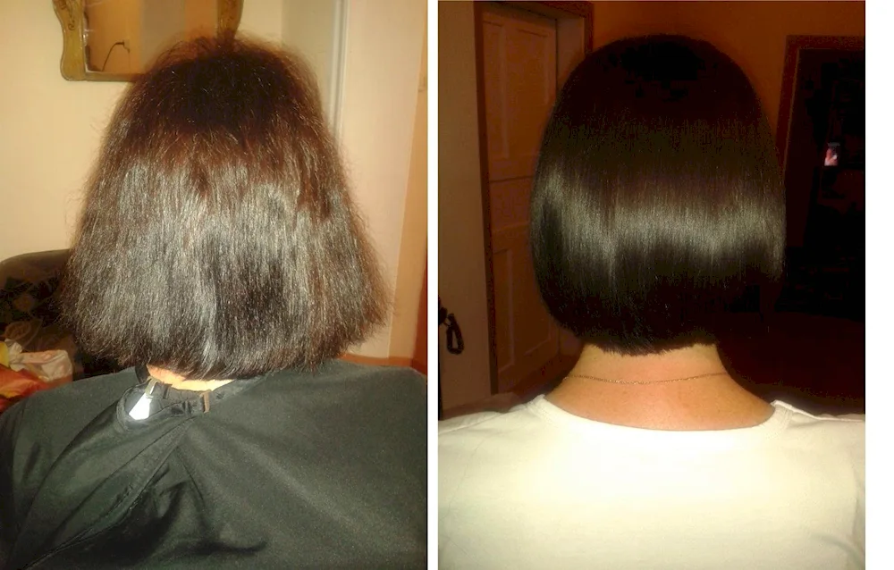 Keratin hair straightening bangs