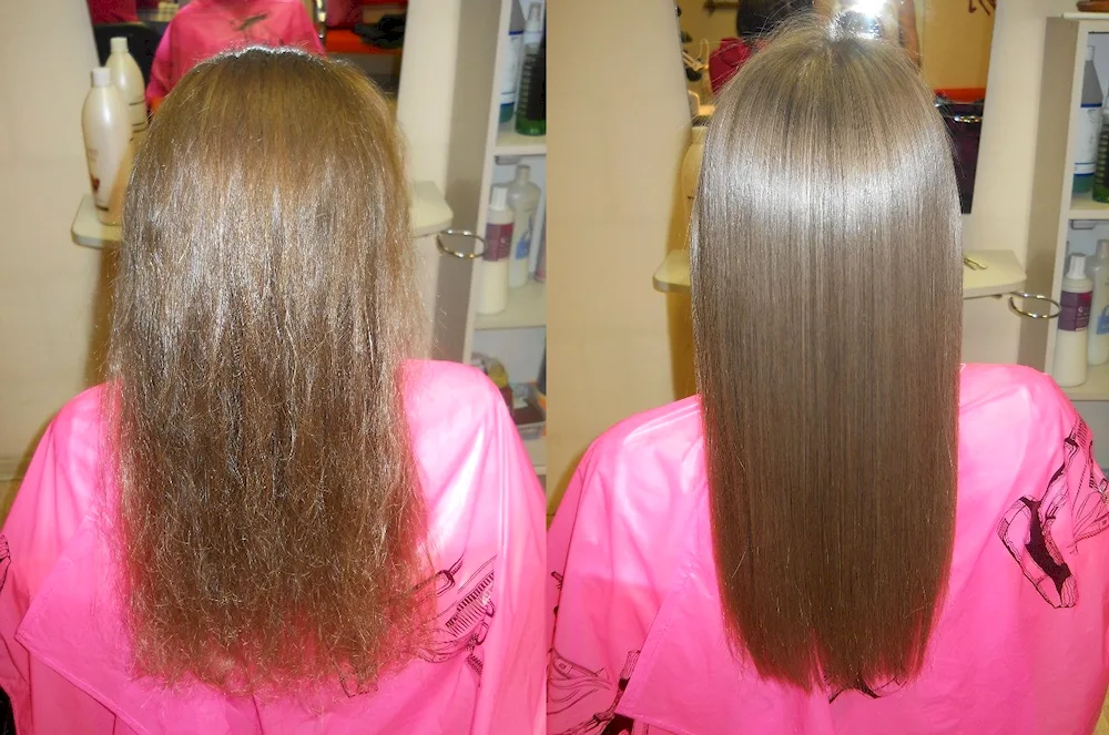 Keratin hair straightening hair