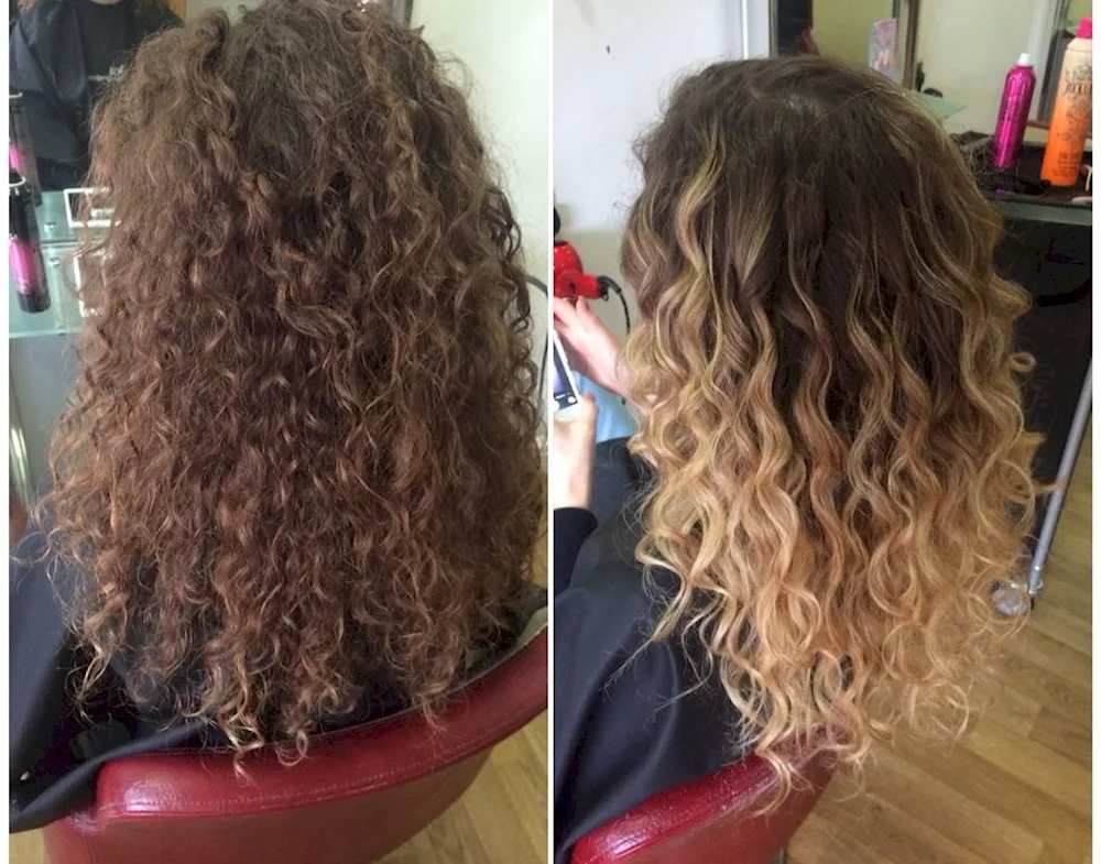 Cascade on curly hair long