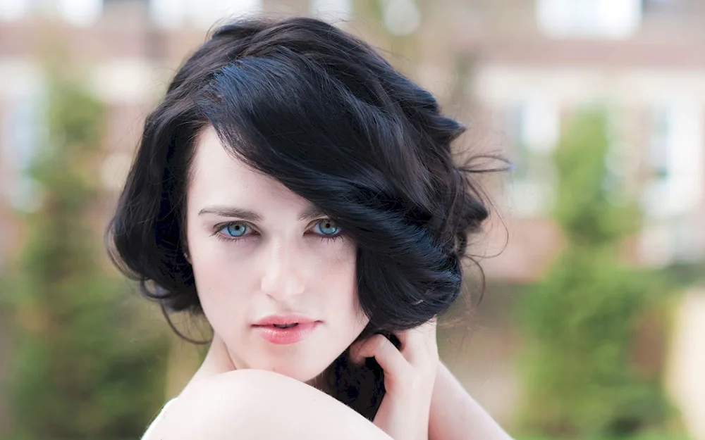 Brunette with blue eyes